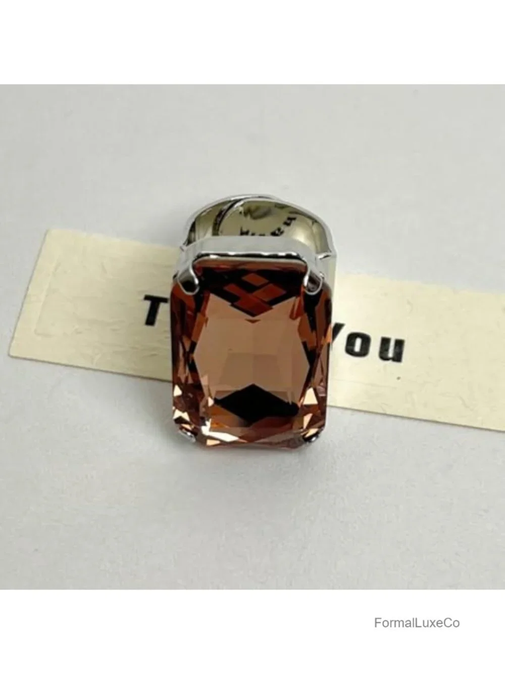 Large Rhinestone Open Statement Ring for Women Adjustable Band
